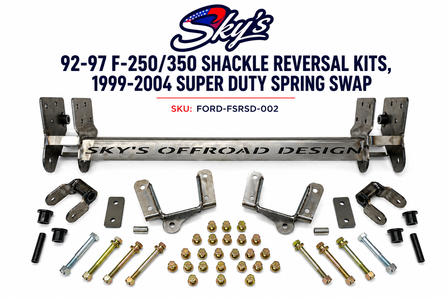 92-97 F-250/350 Shackle Reversal Kits (1999-2004 Super Duty Axle and/o ...