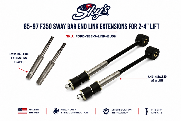 85-97 F350 Sway Bar End Link Extensions for 2-4" Lift