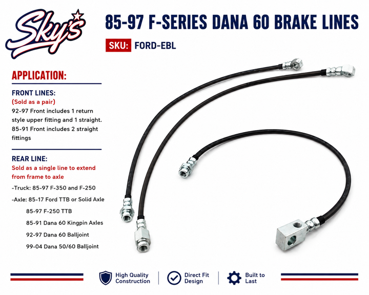 85-97 F-Series Dana 60 Brake lines