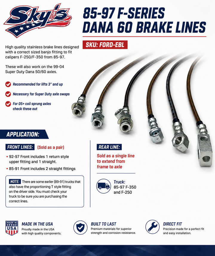 85-97 F-Series Dana 60 Brake lines